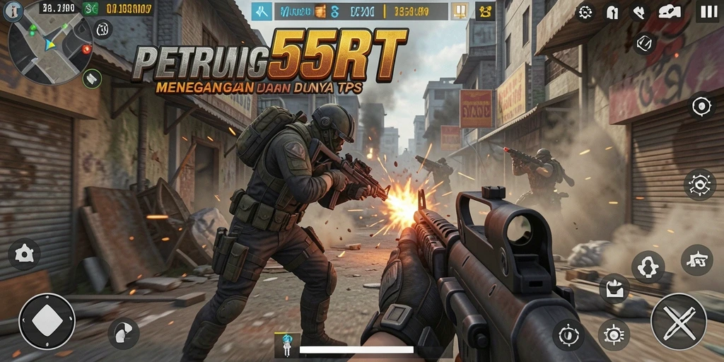 Tangkapan layar gameplay menegangkan dalam 55RT dengan aksi seru.