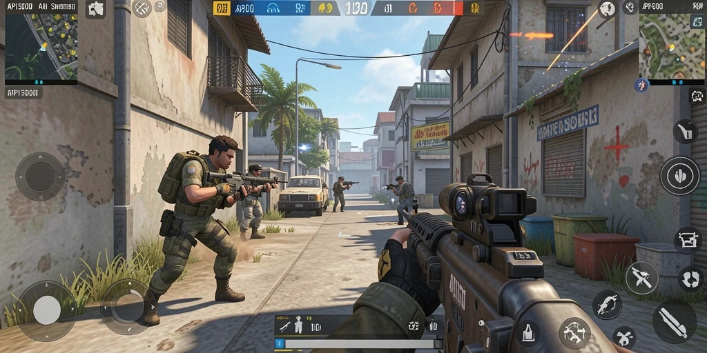 Tampilan dinamis gameplay FPS API5000 yang menegangkan.