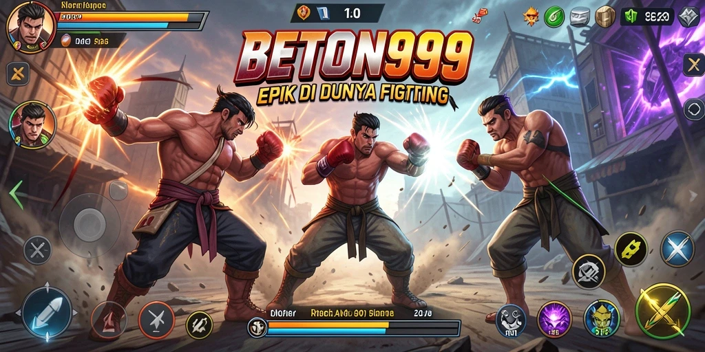 Screenshot gameplay menampilkan aksi pertarungan seru dalam BETON999.