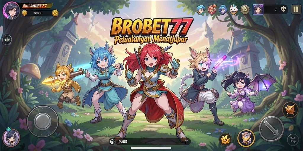 Tangkapan layar gameplay BROBET77 menampilkan petualangan anime yang seru.