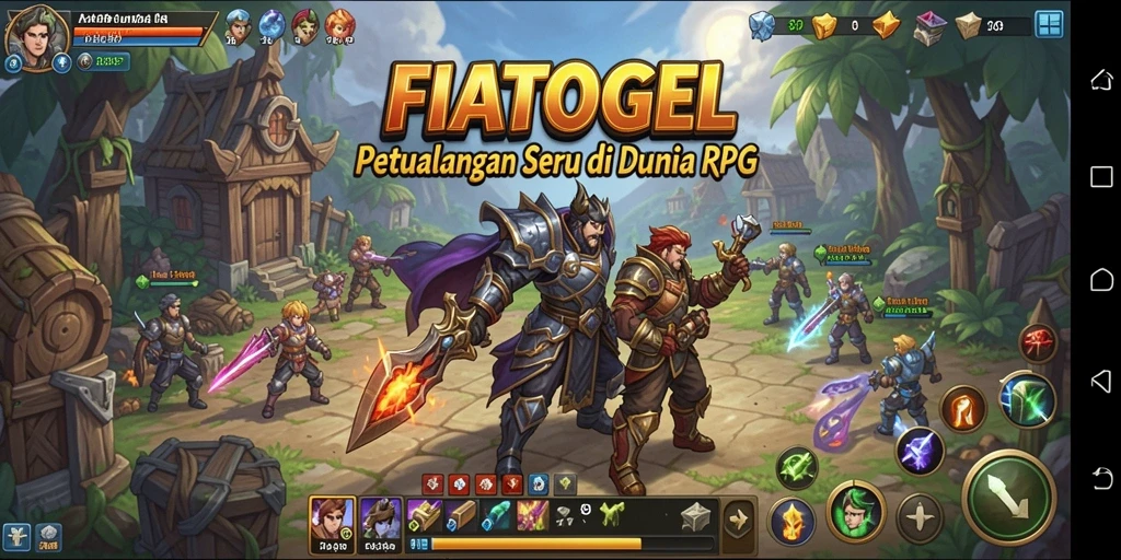 Tangkapan layar utama FIATOGEL yang memperlihatkan aksi RPG yang seru.