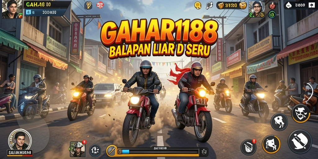 Tampilan gameplay seru dalam GAHAR188 saat balapan di jalanan.