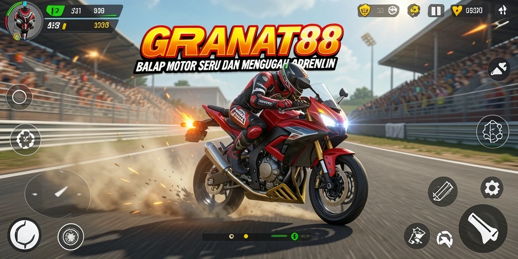 Gameplay seru dan mendebarkan dalam balap motor.
