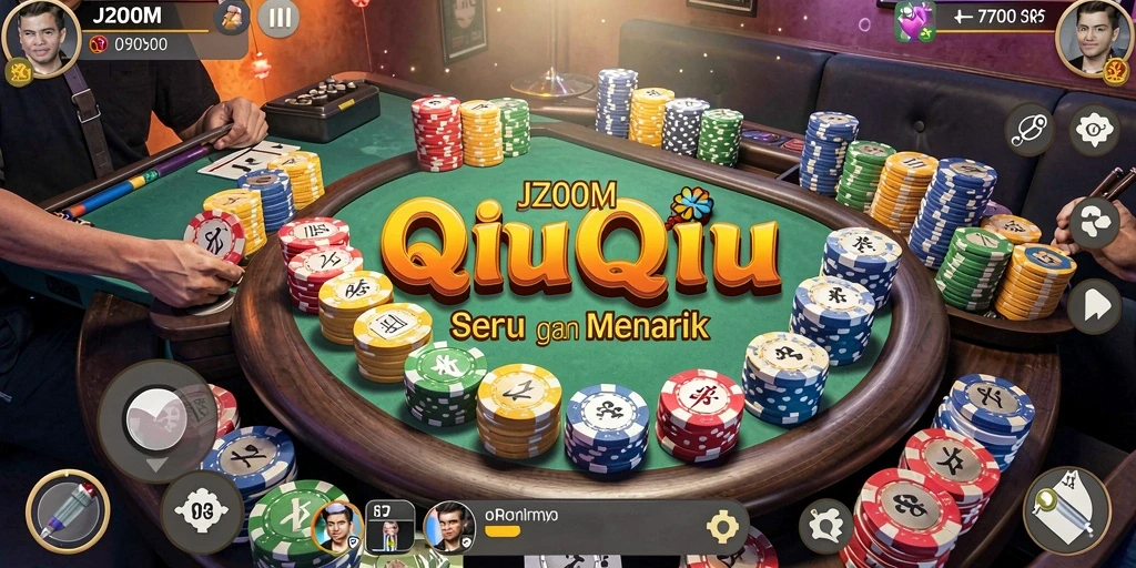 Tampilan seru gameplay QiuQiu di J200M dengan pemain yang menikmati permainan.
