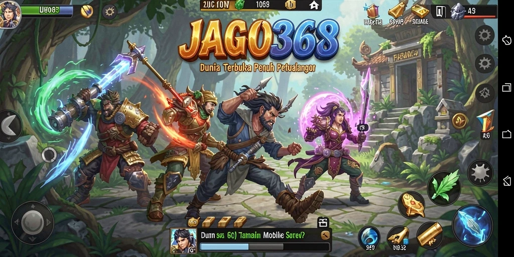 Screenshot gameplay JAGO368 yang menampilkan dunia terbuka yang luas dan dinamis.
