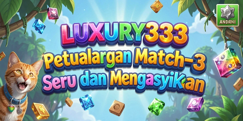 Tampilan gameplay LUXURY333 dengan permata berwarna-warni.