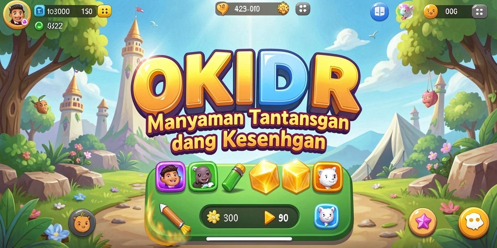 Screenshot gameplay OKIDR menampilkan aksi seru mencocokkan elemen warna-warni.