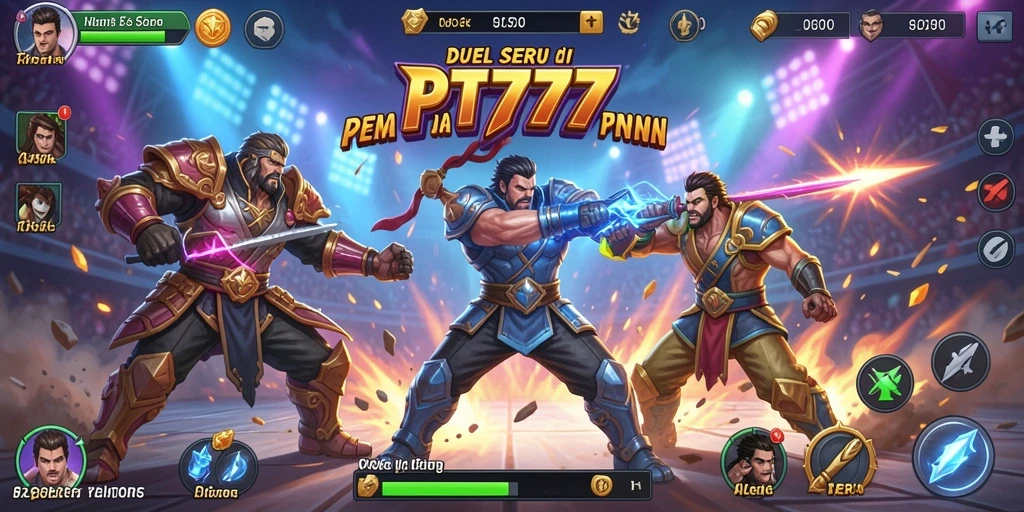 Screenshot utama PT777 menampilkan aksi pertarungan yang intens dan grafis menakjubkan.