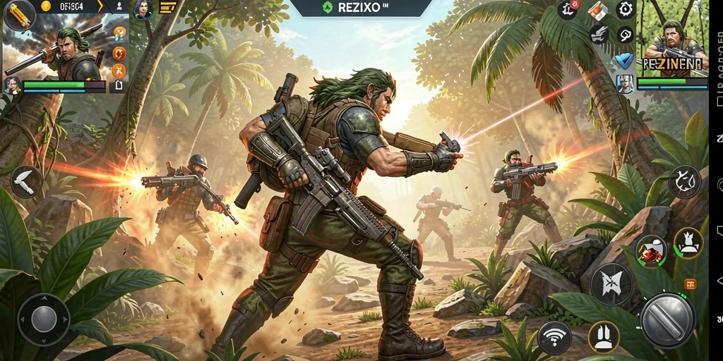 Tampilan gameplay <strong>REZIXO</strong> dengan aksi mendebarkan dan misi yang seru.