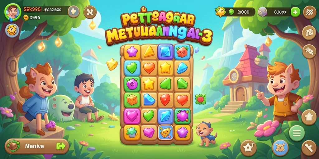 Gameplay SR996 yang seru dengan permata berwarna-warni.