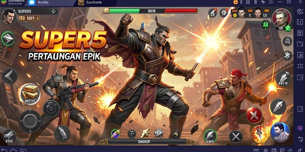 Gameplay SUPER5 yang mendebarkan dalam pertarungan epik.