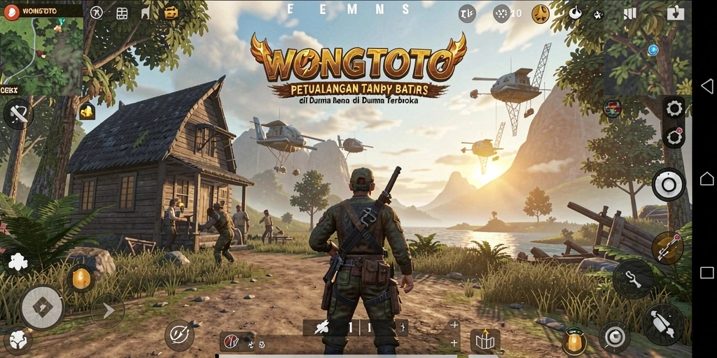 Screenshot WONGTOTO menampilkan seorang karakter menjelajah dunia terbuka yang luas.